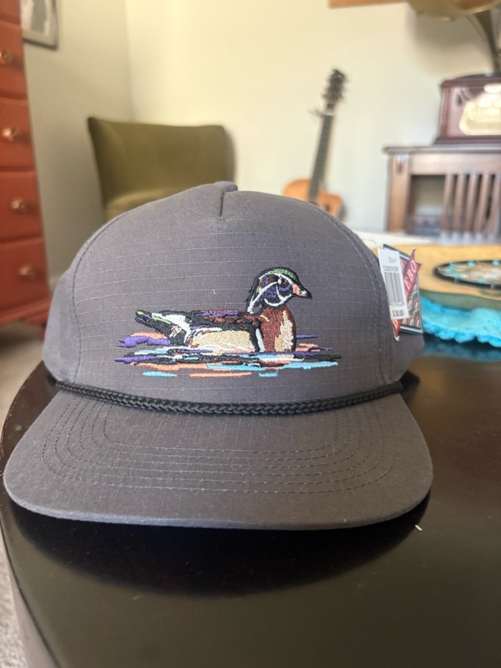 BURLEBO Charcoal Gray Snapback Hat with Embroidered Duck ONE SIZE  and YOUTH
